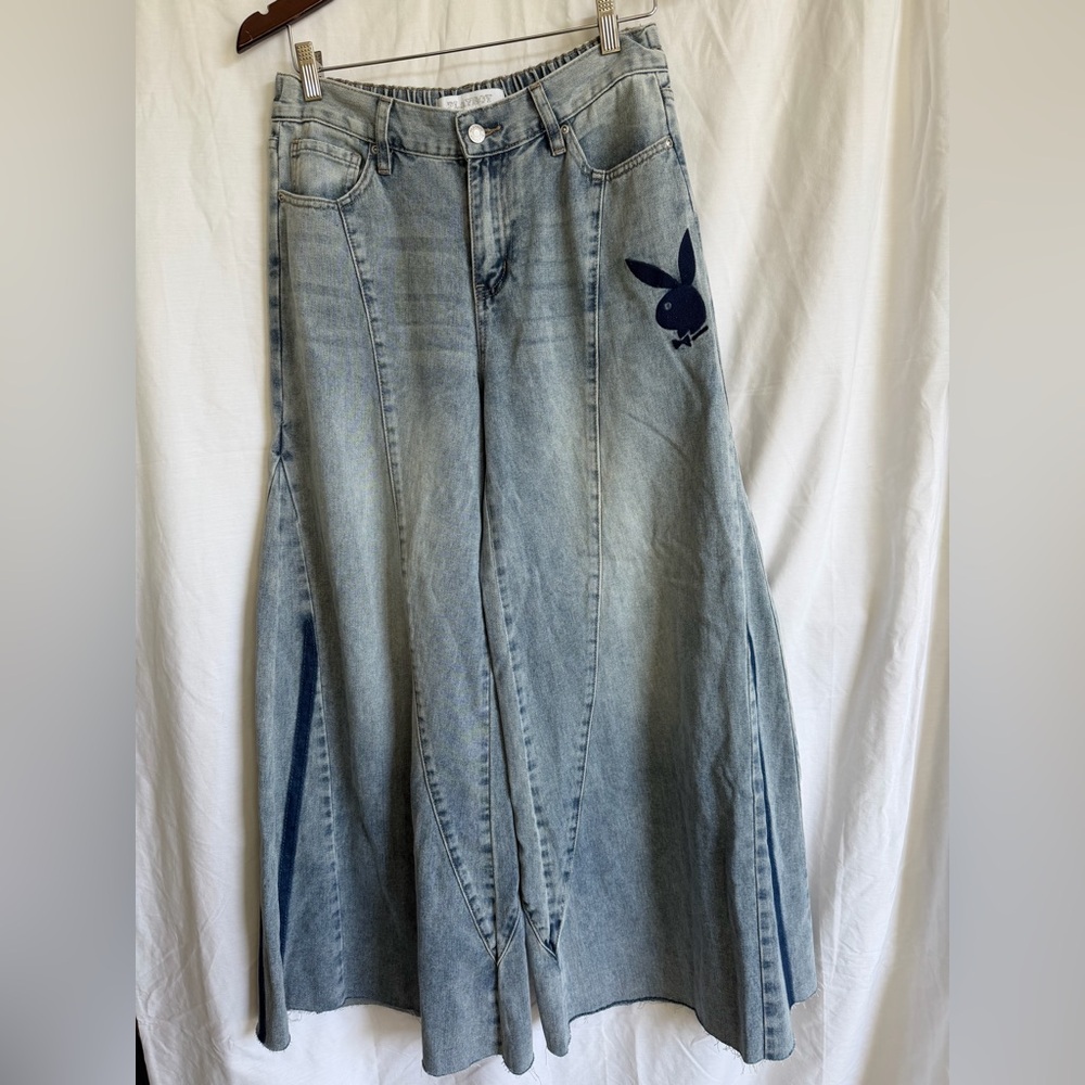 Women's Playboy Vintage Wide Leg Jeans, Size 9, Light Wash, Y2K Streetwear - Picture 9 of 11